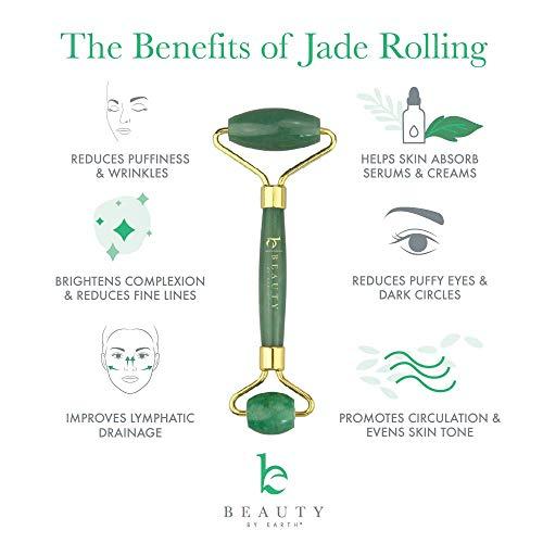 Jade Roller for Face - Face & Neck Massager for Skin Care, Facial Roller to Press Serums, Cream and Oil Into Skin, Lymphatic Drainage Massager Skin Care Tool, Eye Massager and Neck Roller (1 Pack) (Misc.)sec3